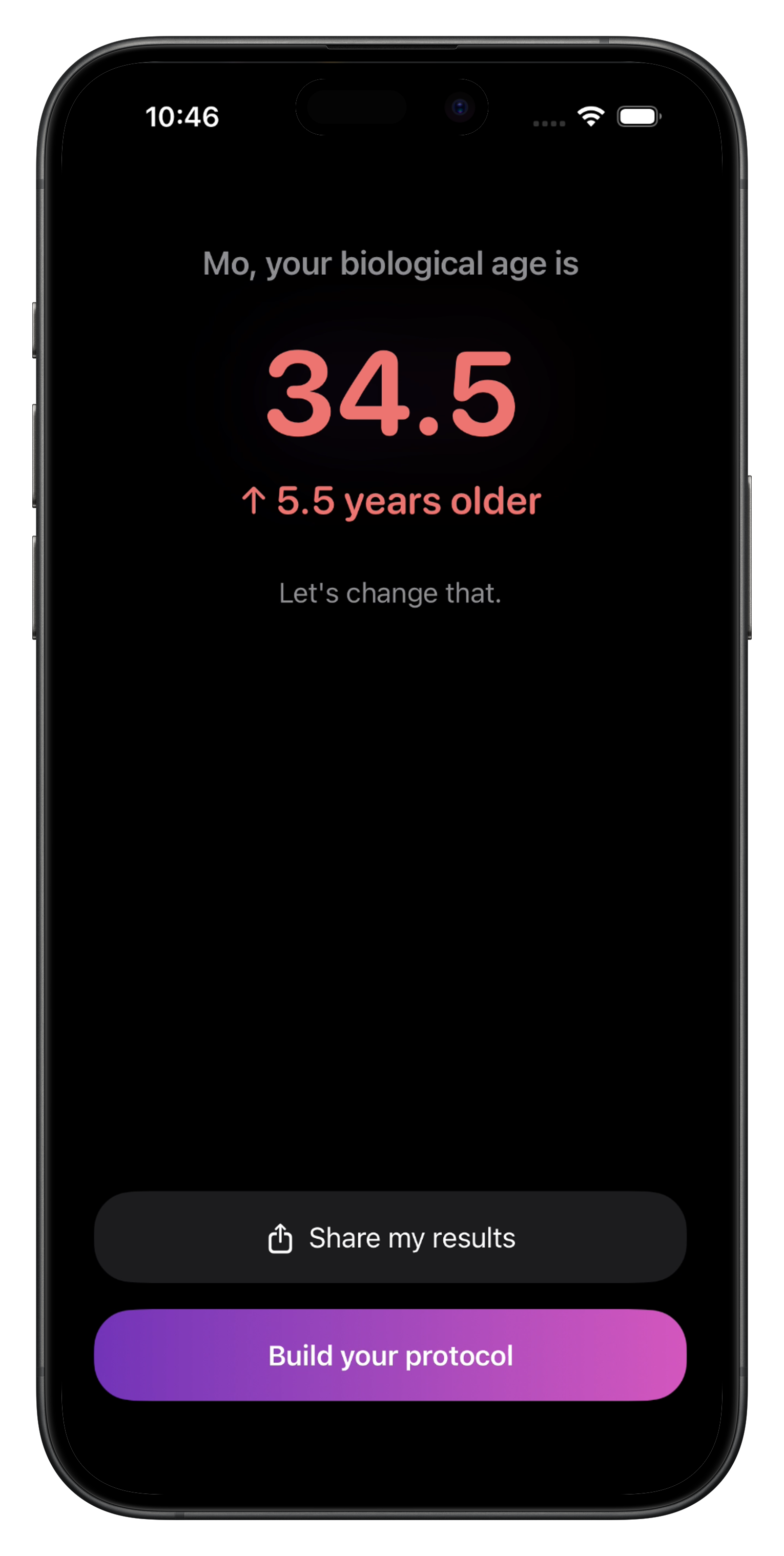 Youthly biological age reveal